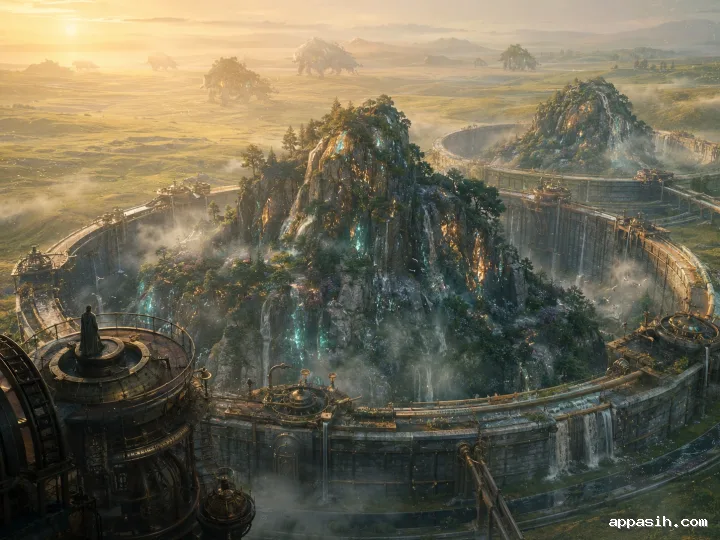Ultra-detailed concept art of a monumental mountaintop migration sanctuary caring for colossal translucent-winged sky creatures above an ocean of clouds.